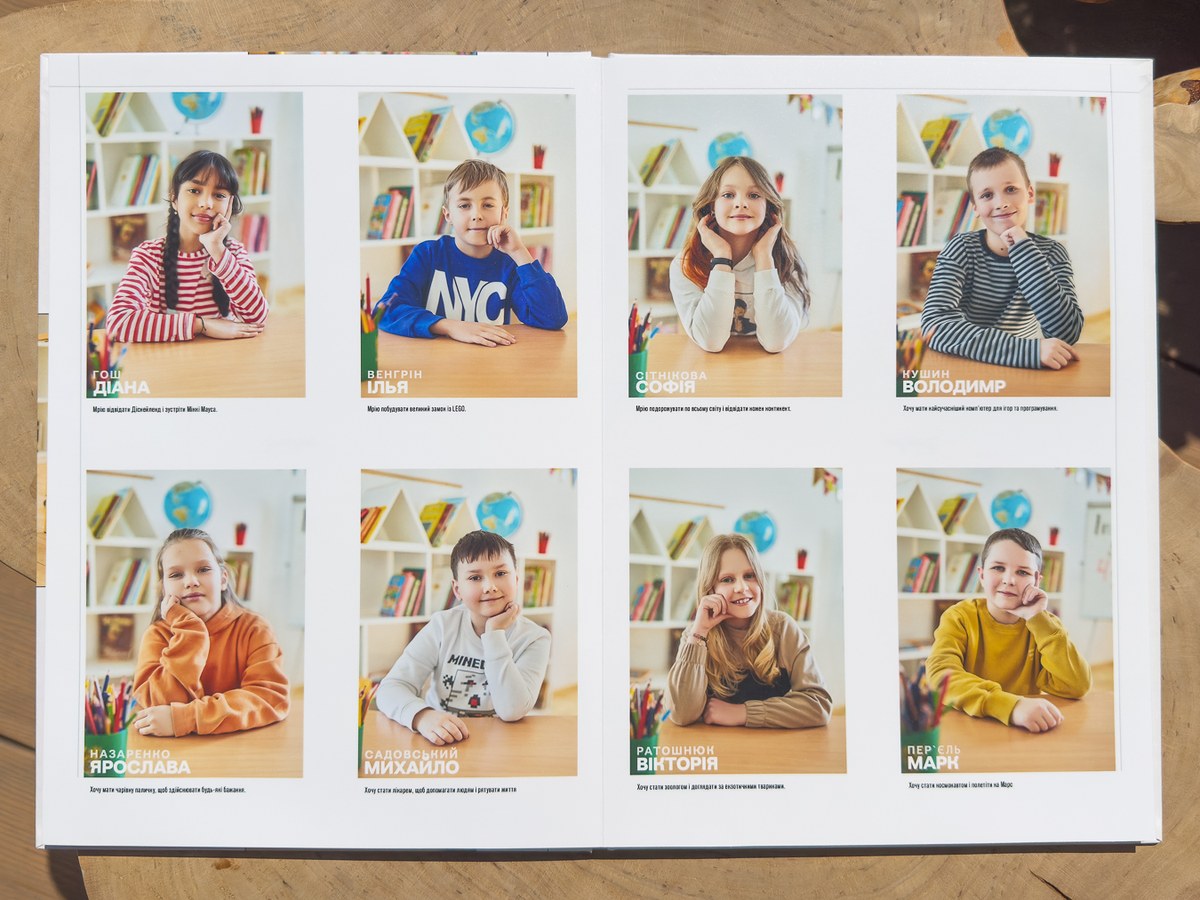 Сторінки групи в альбомі YEARBOOK — портрети всіх дітей з іменами